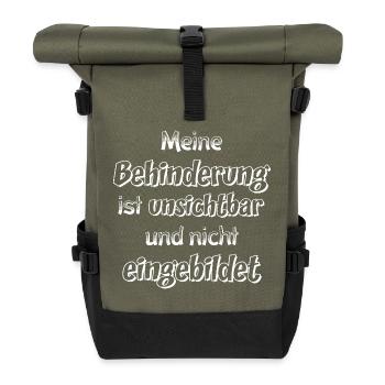 Invisible Disability Saying - Roll Top Backpack - olive/black - Front
