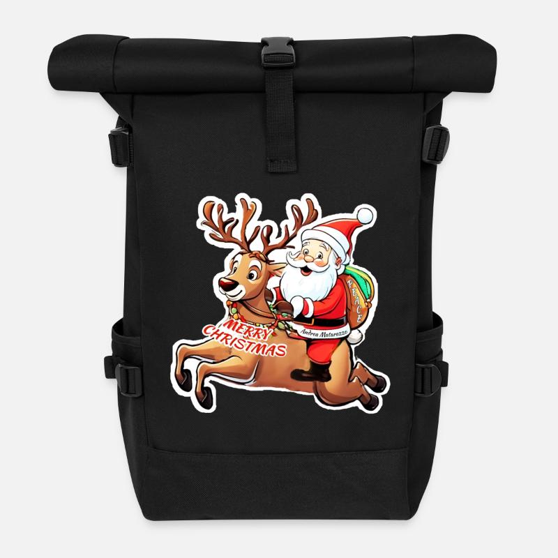Babbo Natale - Père Noël Joyeux Noël - Sac à dos roll top - noir