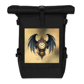 Montre Steampunk Gothique Ailée - Sac à dos roll top - noir - Devant