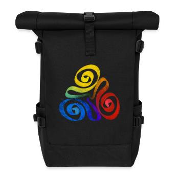 Regenbogen Dreieck Spirale - Rolltop Rucksack - Schwarz - Vorne