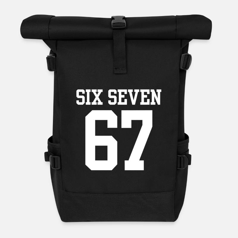 Keep Calm Six Seven Meme Viraler Humor Bekleidung - Rolltop Rucksack - Schwarz