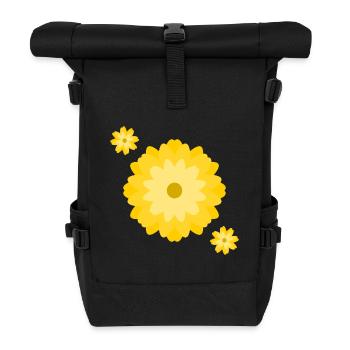 Sunny Daisy Burst - Rolltop Rucksack - Schwarz - Vorne