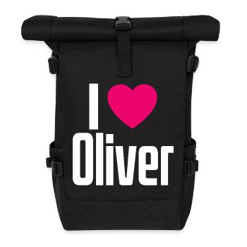 I Love Oliver Pink Heart I Love Oliver - Roll Top Backpack - black - Front