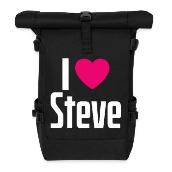 I Love Steve Pinkes Herz Ich liebe Steve - Rolltop Rucksack - Schwarz - Vorne