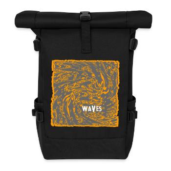 Art du motif de vague orange - Sac à dos roll top - noir - Devant