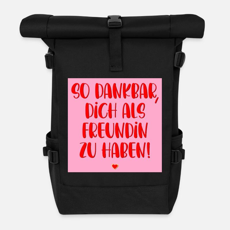 DANKBAR FREUNDSCHAFT HERZ - Rolltop Rucksack - Schwarz