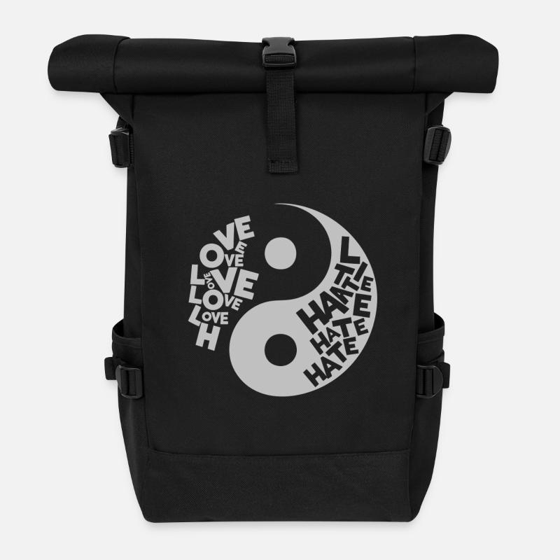 Yin Yang Liebe vs. Hass - Rolltop Rucksack - Schwarz
