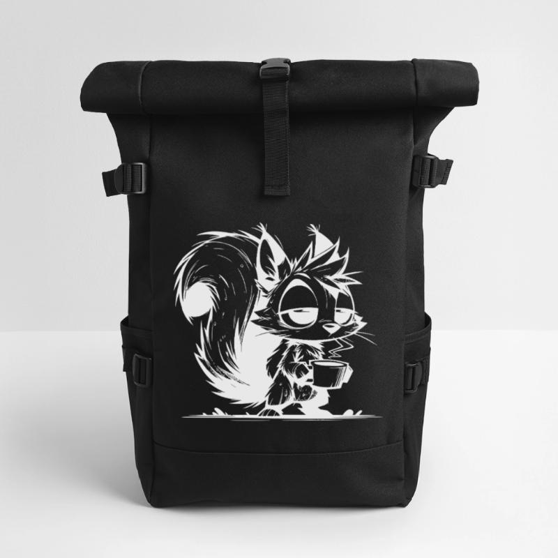 No squirrel at work without coffee Roll Top Backpack