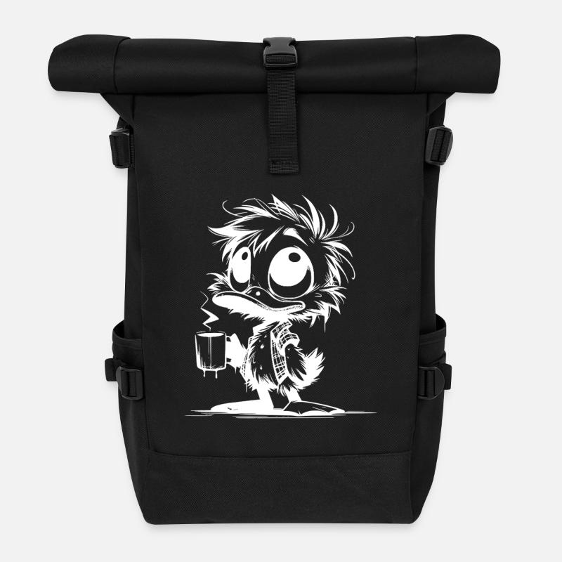 Büro Ente auf Sparflamme Kaffee statt Smalltalk - Rolltop Rucksack - Schwarz
