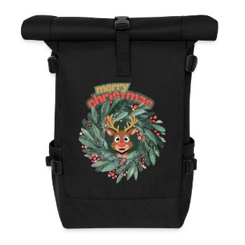 Mignon renne dans la couronne de Noël - Sac à dos roll top - noir - Devant