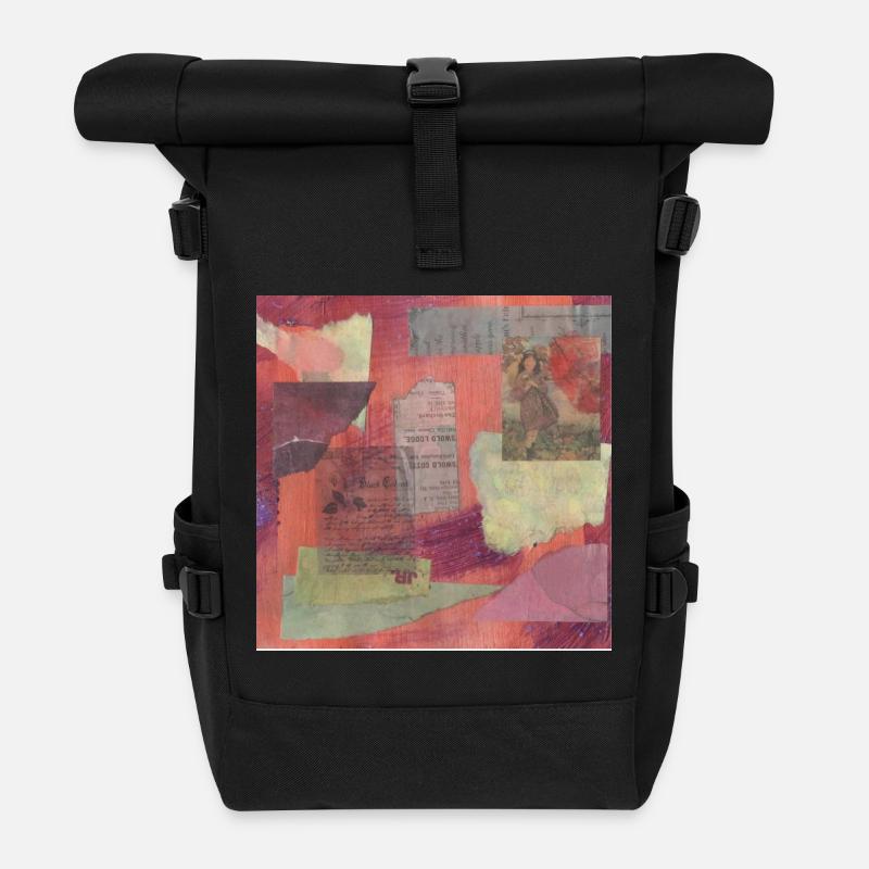 collage abstrait - Sac à dos roll top - noir
