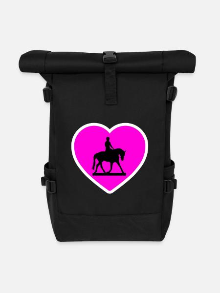 Pferde - Rolltop Rucksack - Schwarz