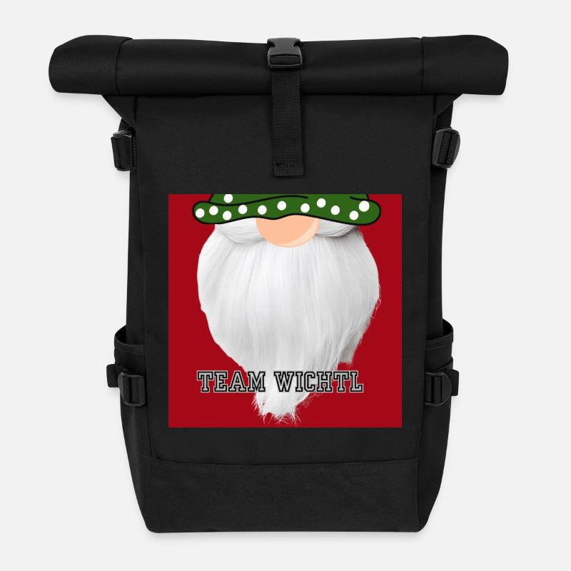 Team Wichtl Weihnachtsgnom - Rolltop Rucksack - Schwarz