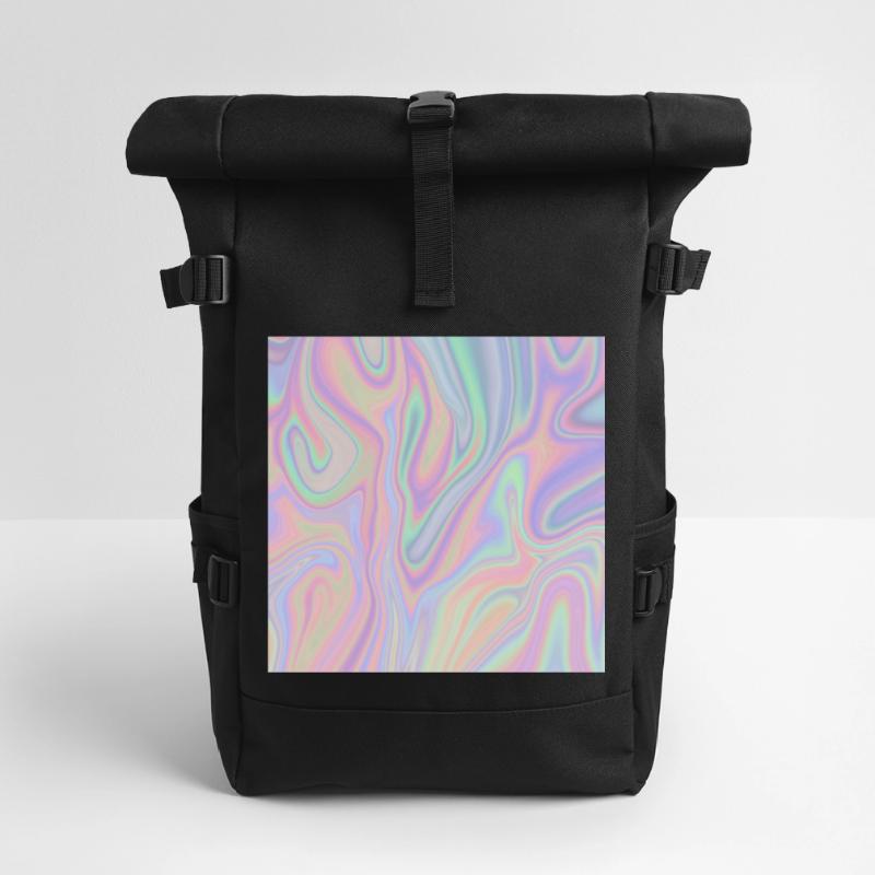 Iridescent Abstract Liquid Pastel Pattern Roll Top Backpack