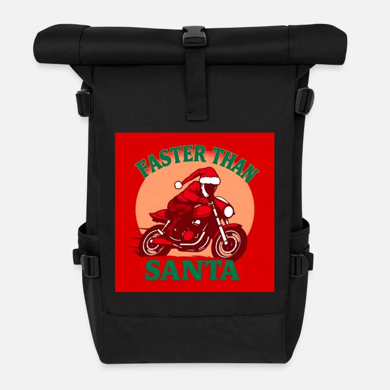 Faster than Santa - Roll Top Backpack - black