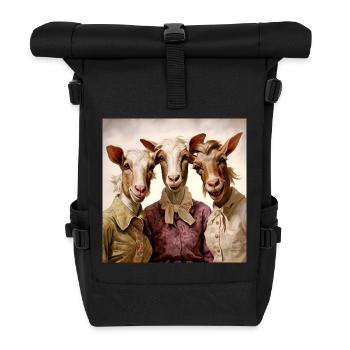 Trio rétro de chèvres dans le style vintage - Sac à dos roll top - noir - Devant