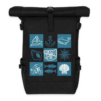 Rufe der ozeanischen nautischen Muster - Rolltop Rucksack - Schwarz - Vorne