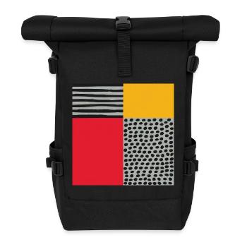 Scandi Art: Abstrakte Geometrie in Rot-Orange - Rolltop Rucksack - Schwarz - Vorne