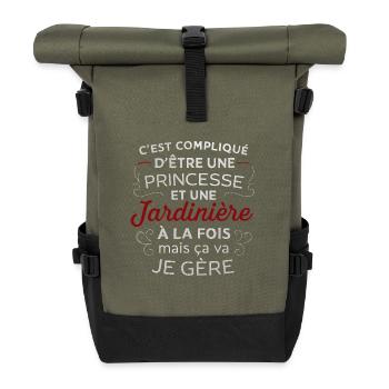 Princess Gardener – It's Complicated But I Manage - Roll Top Backpack - olive/black - Front