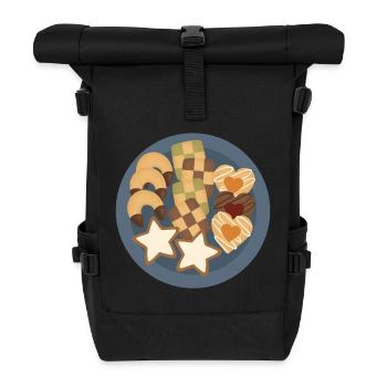 Whimsical Cookie Assortment Plate - Roll Top Backpack - black - Front