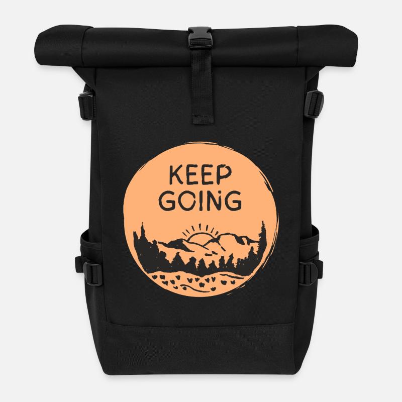 Keep Going / Berglandschaft Sonnenaufgang - Rolltop Rucksack - Schwarz