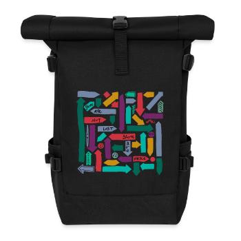 You are not lost, you are here - Roll Top Backpack - black - Front