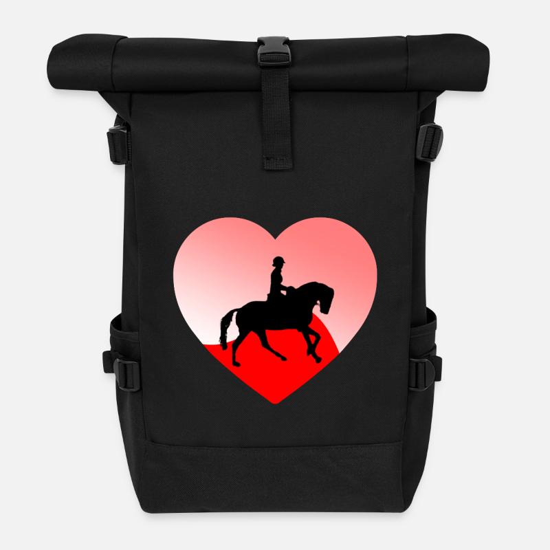 Pferde - Rolltop Rucksack - Schwarz