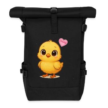 Colorful chick with love heart - Roll Top Backpack - black - Front