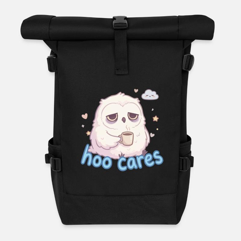 Hoo Cares – Sweet Owl Coffee - Roll Top Backpack - black