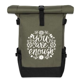 You are enough self love motivational affirmation - Roll Top Backpack - olive/black - Front