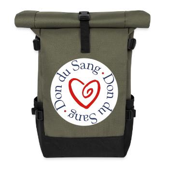 Blood Donation Heart Solidarity - Roll Top Backpack - olive/black - Front
