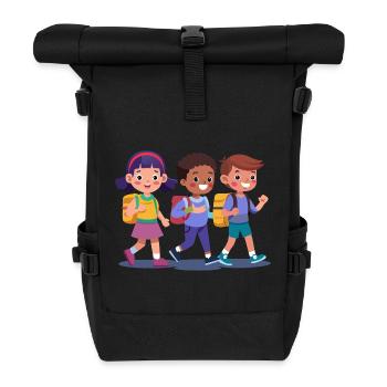 Kids On School Walk Adventure - Roll Top Backpack - black - Front
