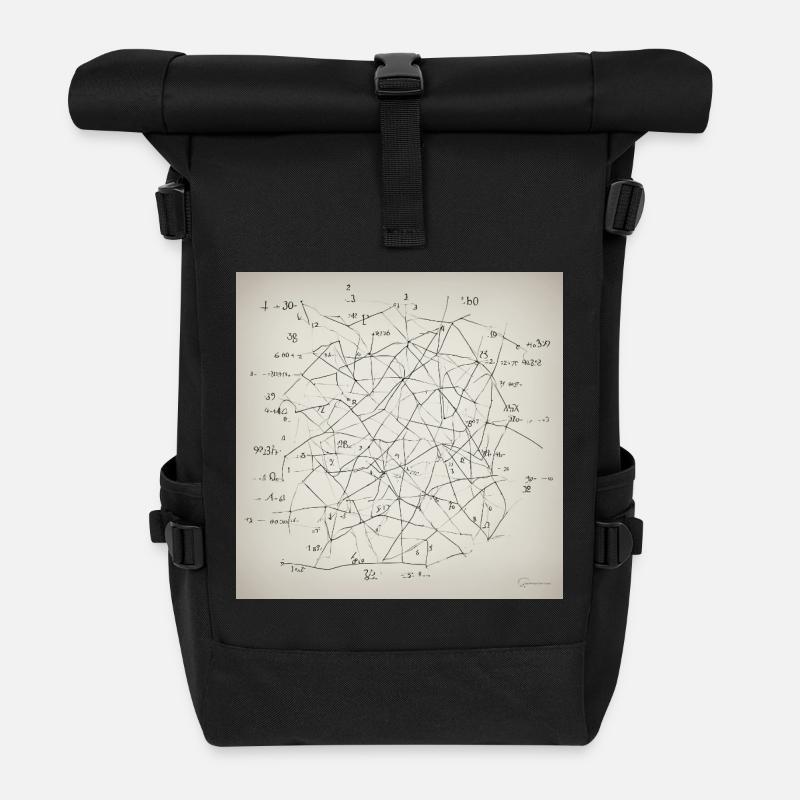 Réseau neuronal abstrait - Sac à dos roll top - noir