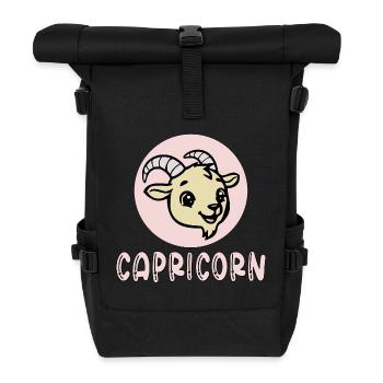 Steinbock Sternzeichen Kinder Geburtstag - Rolltop Rucksack - Schwarz - Vorne