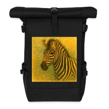 Zebra in goldenen Tönen - Rolltop Rucksack - Schwarz - Vorne