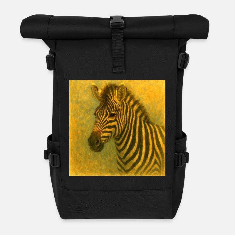 Zebra in goldenen Tönen - Rolltop Rucksack - Schwarz