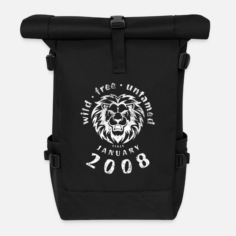 18. Geburtstag Wild, free & untamed since 01/2008 - Rolltop Rucksack - Schwarz
