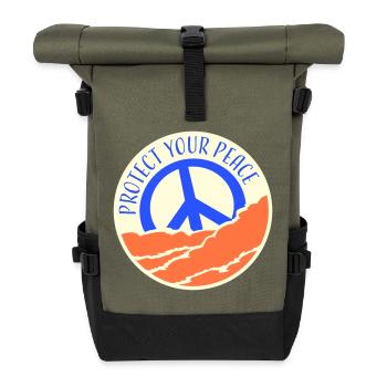 Protect Your Peace Mental Health Mindfulness - Roll Top Backpack - olive/black - Front