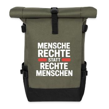 Menschenrechte statt rechte Menschen - Cool Pride  - Rolltop Rucksack - Olive/Schwarz - Vorne