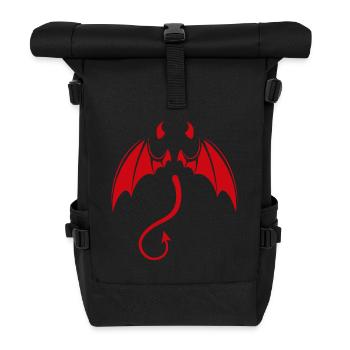 Roter Dämonendrache mit Flügeln - Rolltop Rucksack - Schwarz - Vorne