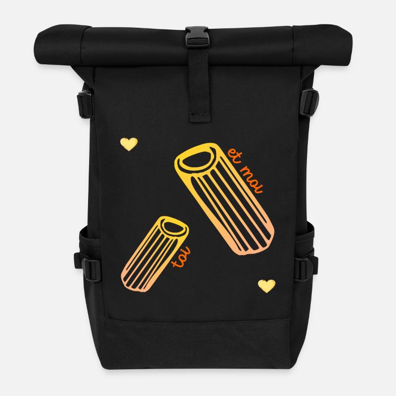 Pasta Beziehung Liebe - Rolltop Rucksack - Schwarz