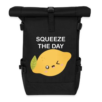 Squeeze the Day Zitronen-Charm - Rolltop Rucksack - Schwarz - Vorne