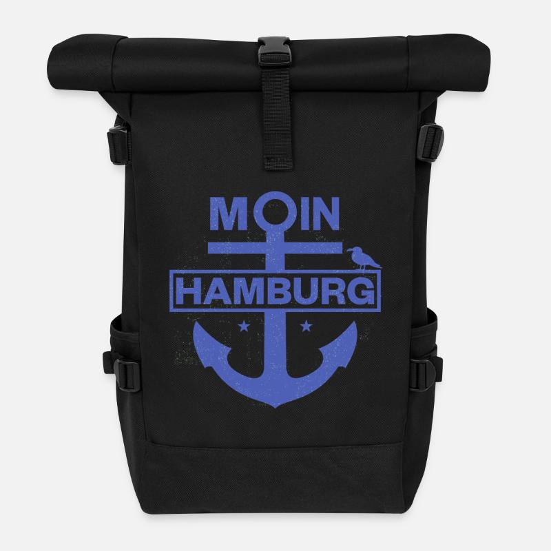 Moin Hamburg - Rolltop Rucksack - Schwarz