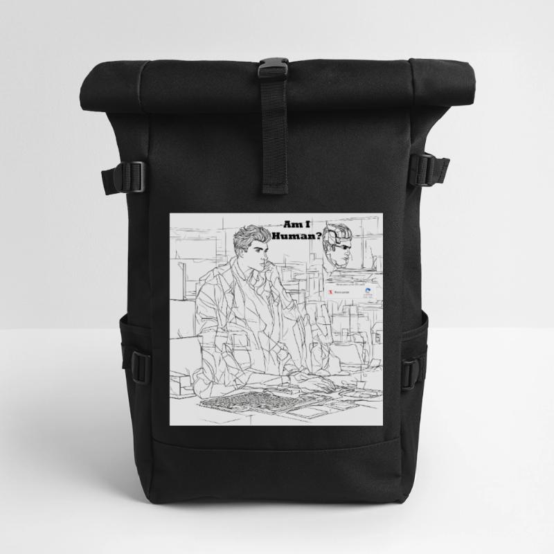 Mensch oder Roboter Rolltop Rucksack