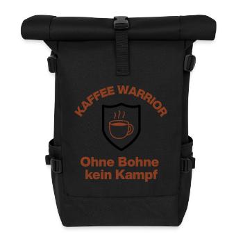 Coffee Warrior, No Bean, No Fight, Coffee Junkie - Roll Top Backpack - black - Front