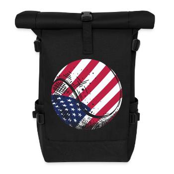 Patriotischer Tennisball Amerikanische Flagge Sportfan Gif - Rolltop Rucksack - Schwarz - Vorne