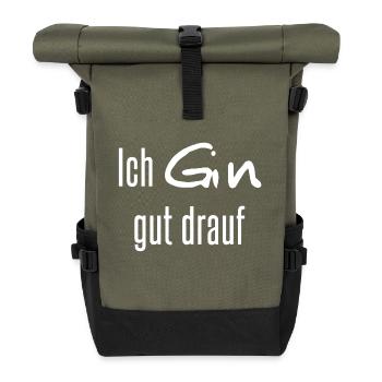 Je suis de bonne humeur - Sac à dos roll top - olive/noir - Devant