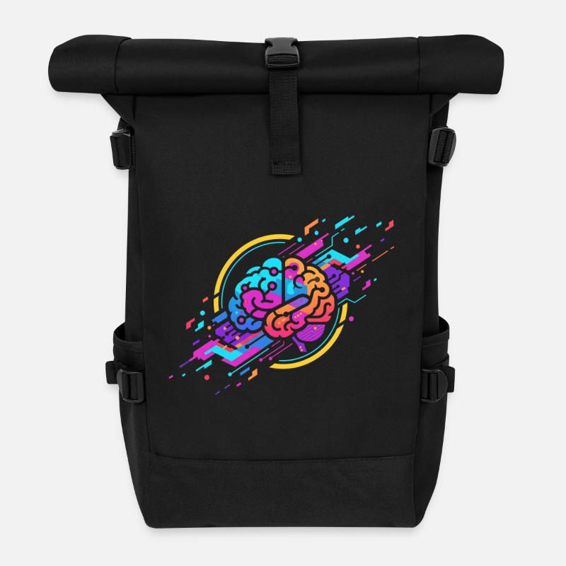 KI Brain - Rolltop Rucksack - Schwarz