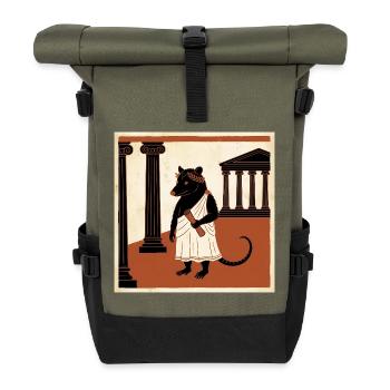 Roman Rat in Toga In Antiquity - Roll Top Backpack - olive/black - Front