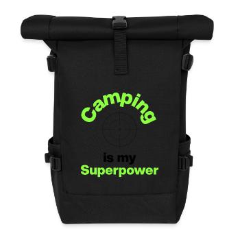 Camping ist meine Superkraft, Gamer, FPS Player - Rolltop Rucksack - Schwarz - Vorne